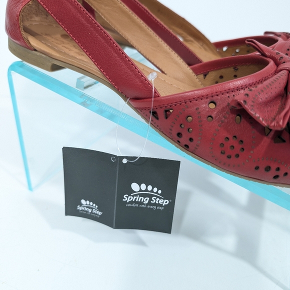Spring Step Bowtiful Flat NEW Eu 40 Women Red Leather Slip on Shoes d'orsay - Picture 8 of 12